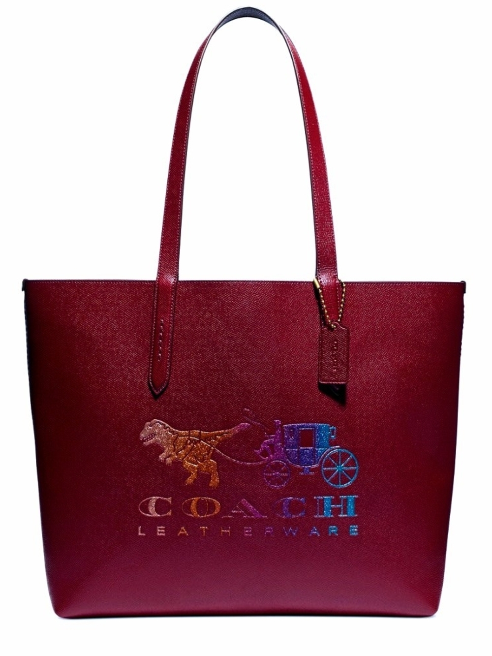 Coach Rexy & Carriage Leather Tote with Multicolor Embossed Logo